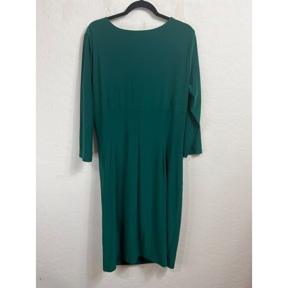 Kasper Emerald Green Dress with Lining Mock Wrap Style Wrap inspired Dress Sz 16 - Picture 5 of 9